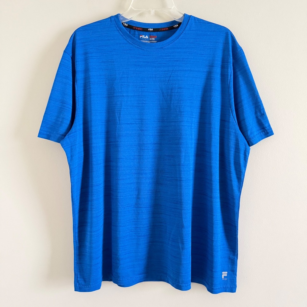 Fila Sport Mens XL Athletic T-Shirt Blue Athleisure Performance Short Sleeve